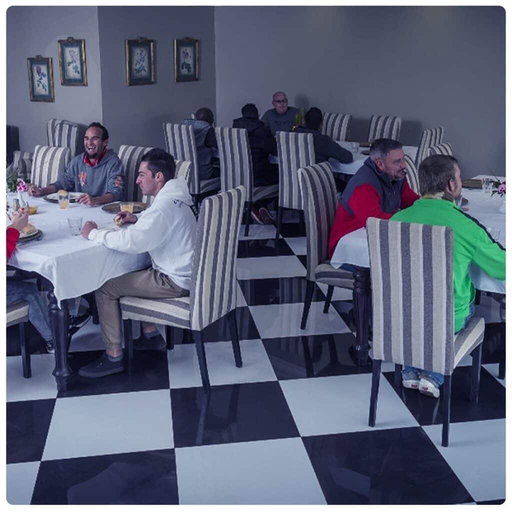 Residents enjoying a communal meal at MyRehab's drug and alcohol rehab centre in Johannesburg